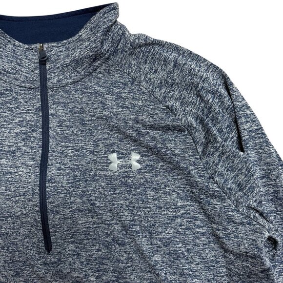 UNDER ARMOUR TECH 1/2 ZIP PULLOVER LOOSE FIT HEAT GEAR MENS L BLUE HEATHERED - Picture 4 of 7